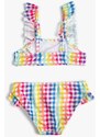 Koton Girls' Green Plaid Bikini Set