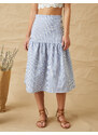 Koton Ruffled Midi Length Skirt with Elastic Waist.