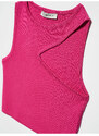 Dilvin 10173 Low-cut Collar Knitwear Crop-fuchsia