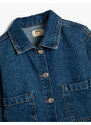 Koton Crop Denim Jacket Pocket Detailed Button Closure Cotton