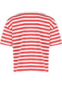 Trendyol Red Striped 100% Cotton Asymmetrical Loose/Relaxed Cut Knitted T-Shirt