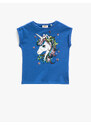 Koton Unicorn T-Shirt With Sequin Embroidered Sleeveless Crew Neck.