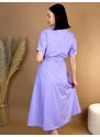Webmoda Dámské midi fialové košilové šaty s páskem