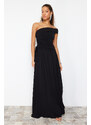 Trendyol Black Body-Sitting Knitted Long Evening Dress