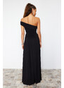 Trendyol Black Body-Sitting Knitted Long Evening Dress