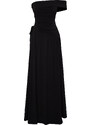 Trendyol Black Body-Sitting Knitted Long Evening Dress