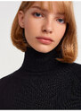 Dilvin 10429 Turtleneck Ribbed Sweater-Black