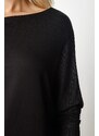 Happiness İstanbul Women's Black Boat Collar Knitwear Blouse