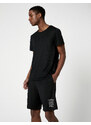 Koton Sports Shorts with Lace-Up Waist, Pocket with Slogan Print.