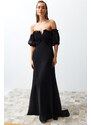 Trendyol Black Lined Chiffon Long Evening Dress