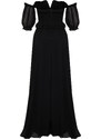 Trendyol Black Lined Chiffon Long Evening Dress