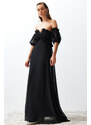 Trendyol Black Lined Chiffon Long Evening Dress