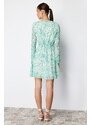 Trendyol Green Floral Waist Opening Chiffon Lined Mini Woven Dress