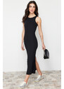 Trendyol Black Bodycone/Fitting Halter Neck Maxi Flexible Knitted Maxi Dress