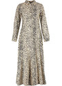 Trendyol Beige Animal Patterned Viscose Woven Dress