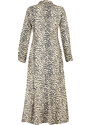 Trendyol Beige Animal Patterned Viscose Woven Dress