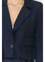 Trendyol Navy Blue Pocket Detailed Crop Woven Blazer Jacket