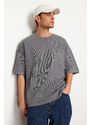 Trendyol Anthracite Oversize Pocket Textured Cotton T-Shirt