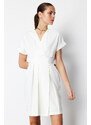 Trendyol White Double Breasted Collar A-line Mini Woven Dress with Waist Opening