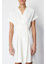 Trendyol White Double Breasted Collar A-line Mini Woven Dress with Waist Opening