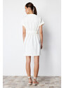 Trendyol White Double Breasted Collar A-line Mini Woven Dress with Waist Opening