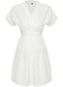 Trendyol White Double Breasted Collar A-line Mini Woven Dress with Waist Opening