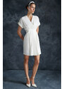 Trendyol White Double Breasted Collar A-line Mini Woven Dress with Waist Opening