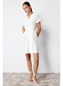 Trendyol White Double Breasted Collar A-line Mini Woven Dress with Waist Opening