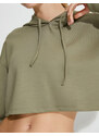 Koton Sports Crop Hooded Oversize Sweatshirt Modal Fabric Long Sleeve