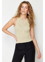 Trendyol Stone Ribbed Blouse