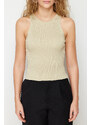 Trendyol Stone Ribbed Blouse