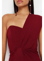 Trendyol Burgundy Straight Regular Woven Evening Dress & Graduation Dress