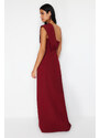 Trendyol Burgundy Straight Regular Woven Evening Dress & Graduation Dress