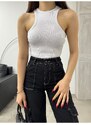 BİKELİFE Women's Ribbed Halter Neck Fitted/Situated Zero Sleeve Blouse