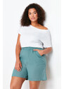 Trendyol Curve Green Normal Waist Woven Shorts