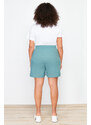 Trendyol Curve Green Normal Waist Woven Shorts