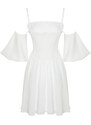 Trendyol Bridal White Open Waist/Skater Woven Corset Detailed Wedding/Wedding Elegant Evening Dress