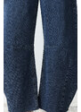 Trendyol Dark Blue More Sustainable Stitch Detail High Waist Balloon Skater Jeans