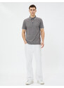 Koton Polo Neck T-Shirt with Buttons, Slim Fit, Short Sleeves.