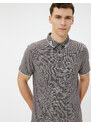 Koton Polo Neck T-Shirt with Buttons, Slim Fit, Short Sleeves.