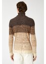 Koton Men's Brown Striped Sweater