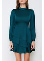 Trendyol Emerald A-line Green Skirt Flounce Satin Woven Dress