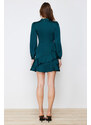 Trendyol Emerald A-line Green Skirt Flounce Satin Woven Dress