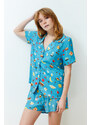 Trendyol Blue-Multi Color Kitchen Patterned Woven Pajamas Set