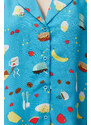 Trendyol Blue-Multi Color Kitchen Patterned Woven Pajamas Set