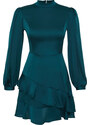 Trendyol Emerald A-line Green Skirt Flounce Satin Woven Dress