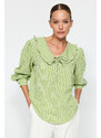 Trendyol Green Collar Detailed Woven Blouse