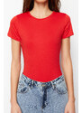 Trendyol Red Short Sleeve Elastic Snap Knitted Bodysuit