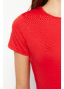 Trendyol Red Short Sleeve Elastic Snap Knitted Bodysuit