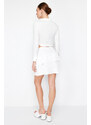 Trendyol White Black Textured Skirt Frilly Mini Flexible Skirt